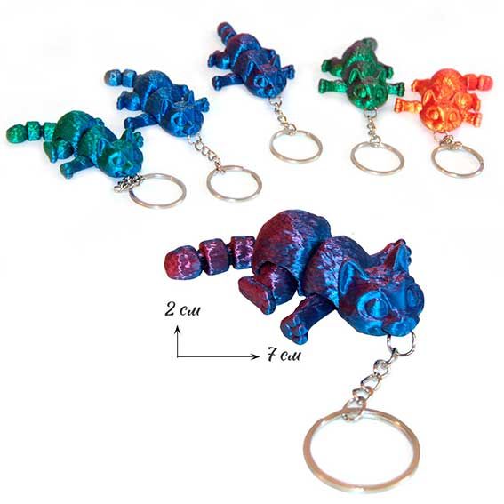 Брелок пластик Кошка 3D, подвижный