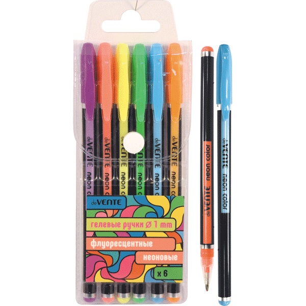 Набор гелевых ручек  6цв. Neon Black  0,1мм