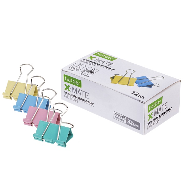Зажим д/бумаг цветной 32мм X-Mate