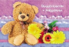 Папка Св-во о рождении А5 Мишка с цветами с файлом