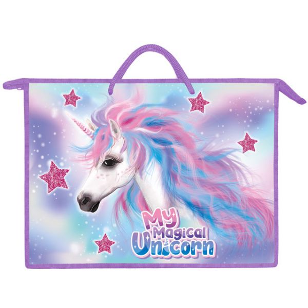 Папка с ручками А3  пластик Волшебный единорог