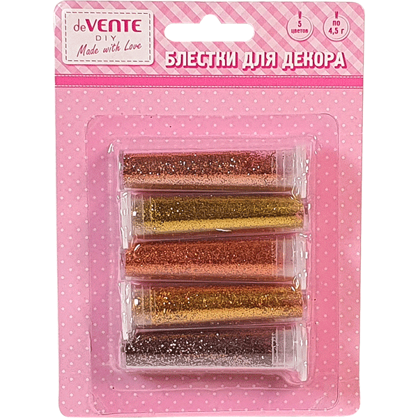 Блестки,  5цв, 4,5г Оттенки золотого
