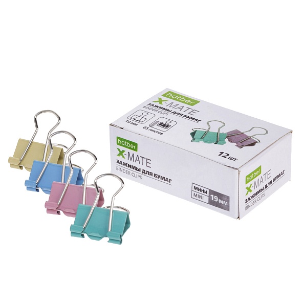 Зажим д/бумаг цветной 19мм X-Mate
