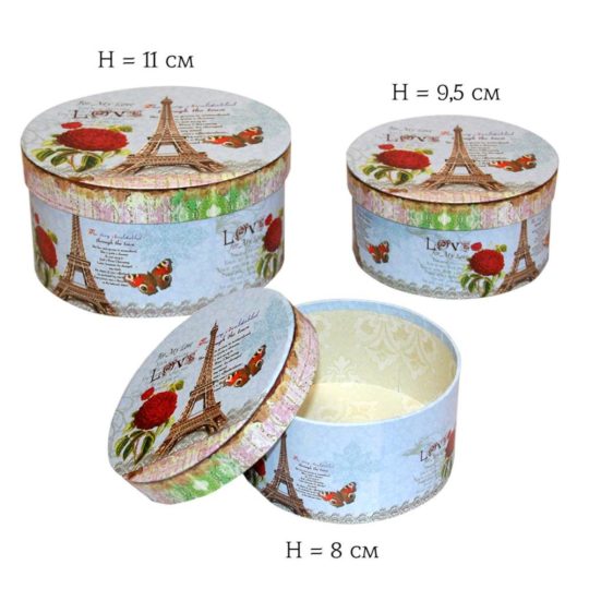 Коробка подарочная Круглая 3в1 (21*21*11, 17*17*9,5, 14*14*8)