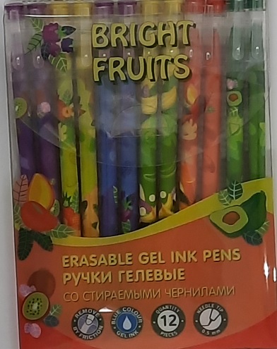 Ручка гель "пиши-стирай" Bright Fruits  0,5мм, синяя