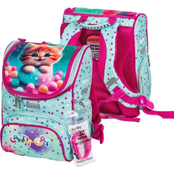 Рюкзак 35*26*20см Mini. Candy Cat,  школьный жесткий, 1отд, 3карм