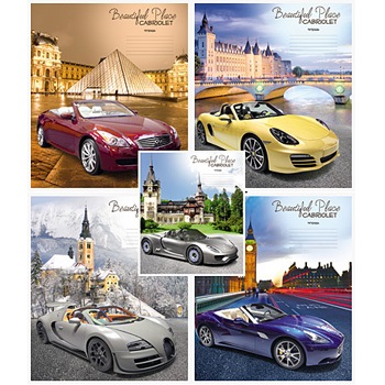 Тетрадь 12л крупная клетка Классика CoverPrо ассорти с пласт обл