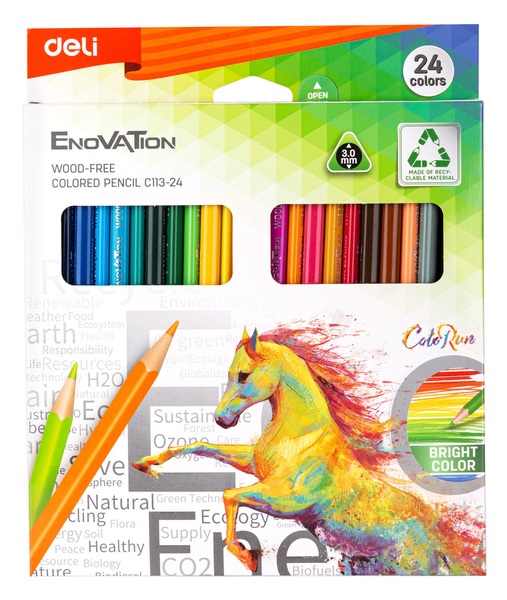 Карандаши .пластиковые Color Enovation 24цв. трехгранные АКЦИЯ