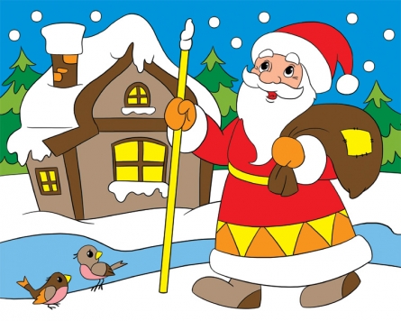 Алмазная мозаика по номерам 22*32см Дед Мороз с подарками АКЦИЯ