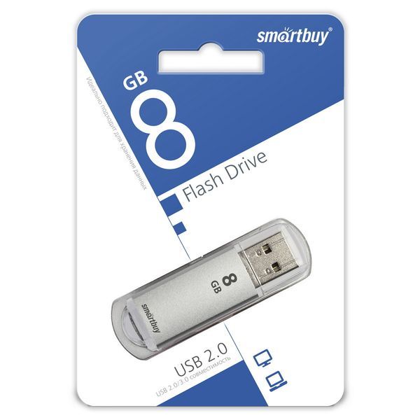 Флэшка  8Gb V-Cut серебро