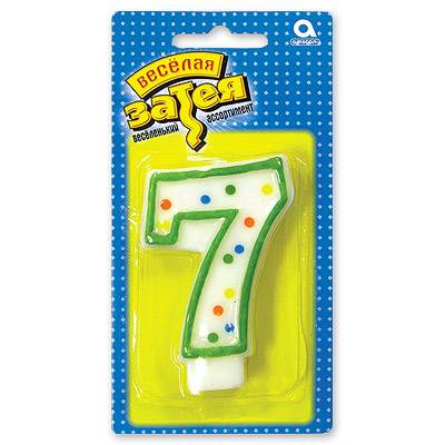 Свеча д/торта цифра  "7" 7,6см/а