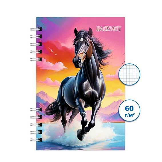 Блокнот/гребень  А6  80л Лошади 2