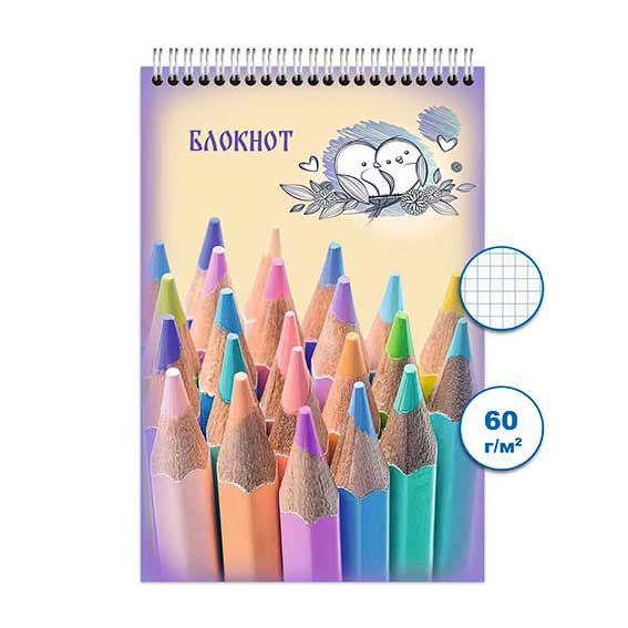 Блокнот/гребень  А6  48л Карандаши 2