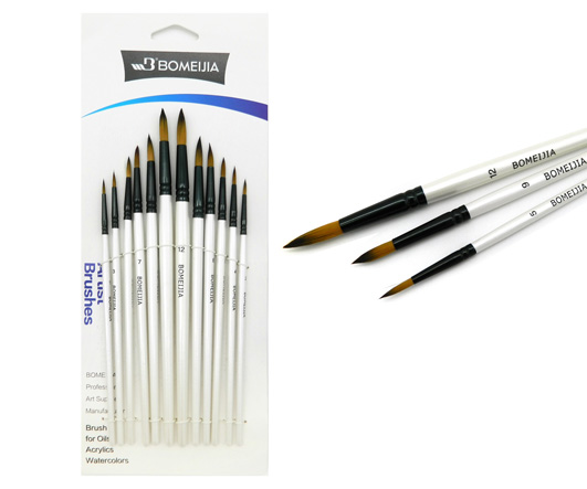 Кисти н-р нейлон 12 шт, круглые