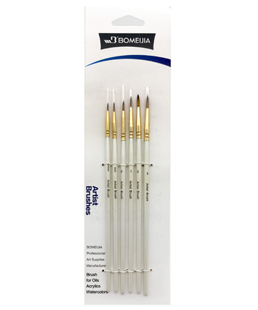 Кисти н-р нейлон  6 шт круглые №000, 00, 0, 1, 2, 3