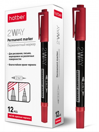 Маркер  двухсторонний красный перманентный  0,5мм-1,0мм