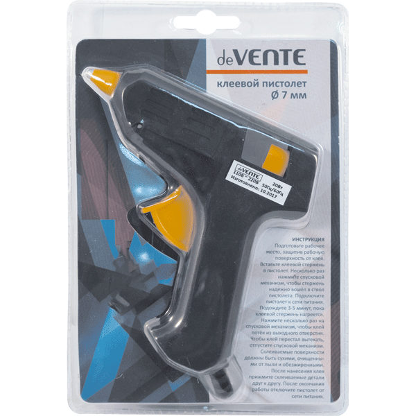 Пистолет термоклеящий электрич. 20Вт/220В,  7мм