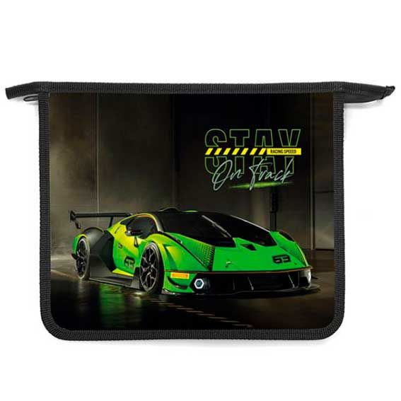 Папка д/тетр  А5  на молнии  Зелёное авто