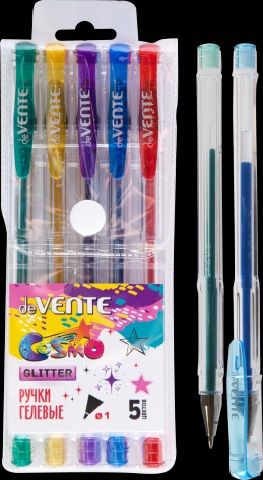 Набор гелевых ручек  5цв. Cosmo Glitter с блёстками