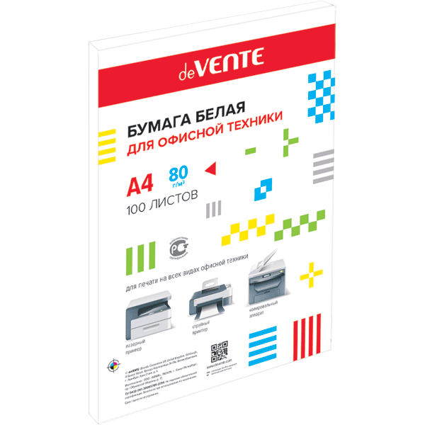 Бумага A4 deVente 100л 80гр/м для офисн. техники АКЦИЯ