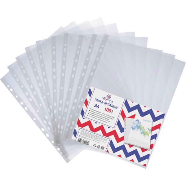 Файлы-вклaдыши А4 (100шт/уп) 30мкм Апельсиновая корка