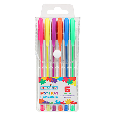 Набор гелевых ручек  6цв. Флуоресцентные 0,7мм, ПВХ пенал