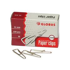 Скрепки канц. 31мм 100шт угловые загнутый край никел.