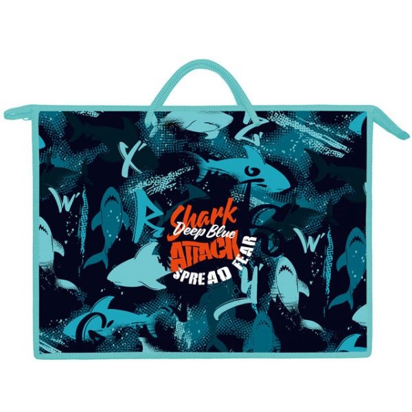 Папка с ручками А3  пластик Акулы паттерн