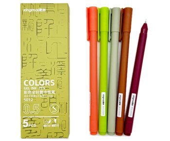 Набор гелевых ручек  5цв. Светлые 0,5мм, игольч. стержень $