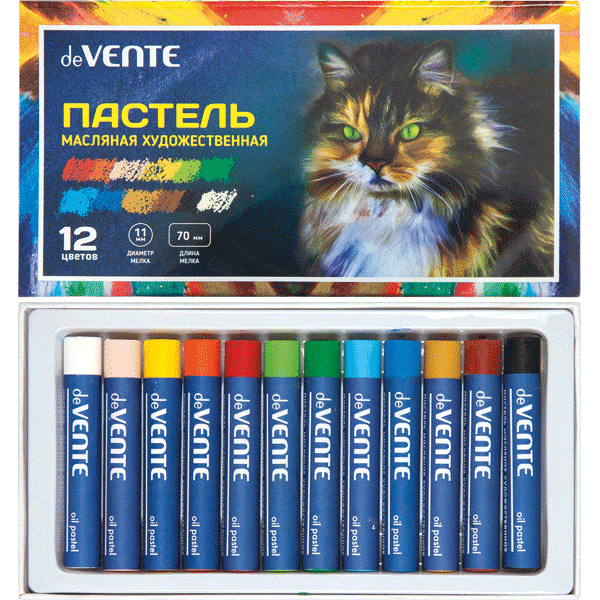 Мелки Пастель 12цв. маслян. художеств., утолщен.