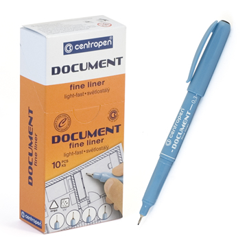 Ручка линер черный 0,3мм Document, пластик. наконечник