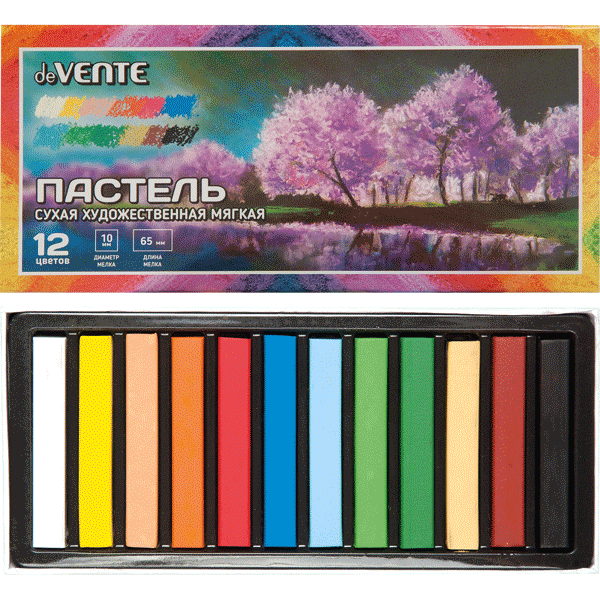 Мелки Пастель 12цв. художественная сухая мягкая