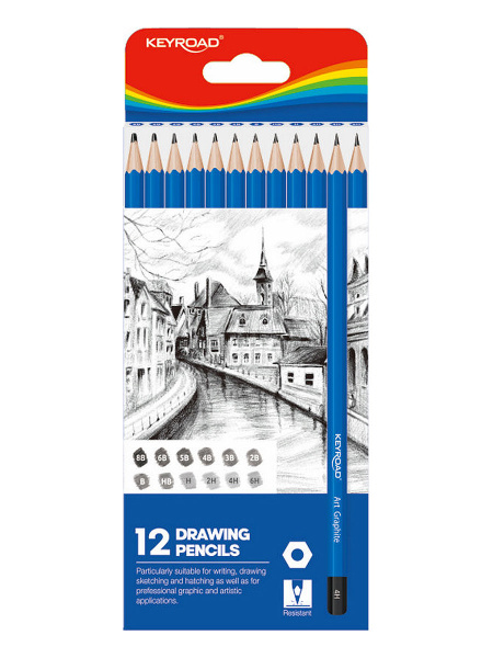 Карандаши  ч/гр набор 12шт разной тверд. (2Н-8В)