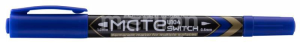 Маркер  двухсторонний синий перманентный Mate 0,5-1мм