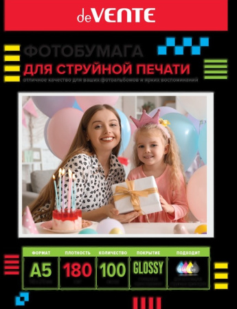 Фотобумага 1стор. глянец А5 180гр/м 100л