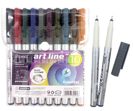 Ручка линер 10цв. DC-463  0,3мм, водостойкие УЦЕНКА