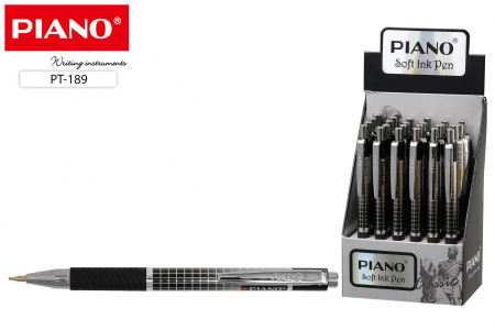 Ручка шарик.авт. Piano Клеточка масл.осн.,резин.держ., синяя