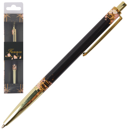 Ручка подар Fiorenzo Цветочная фантазия, синяя, футляр