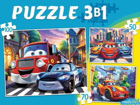 Пазлы "3в1" Крутые машинки №8 (50, 70 и 100 эл)