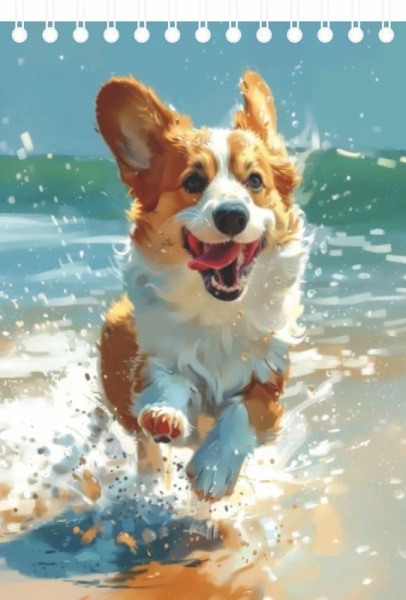 Блокнот/гребень  А6  40л Счастливый корги