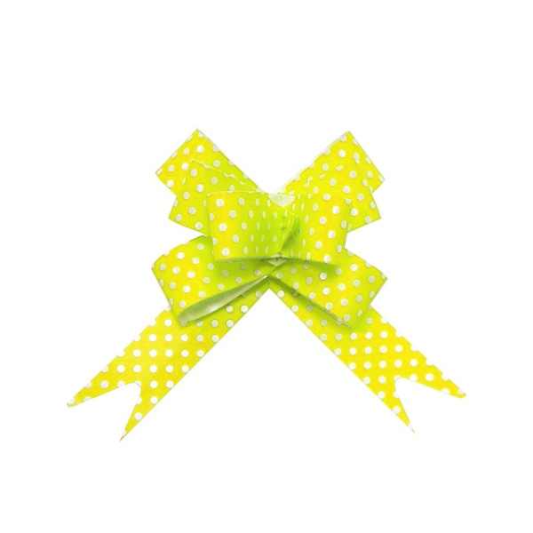 Бант упаковочный 30мм Горошек желтый 10шт/уп
