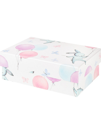 Коробка подарочная 17*11*6см Зайка на воздушном шаре