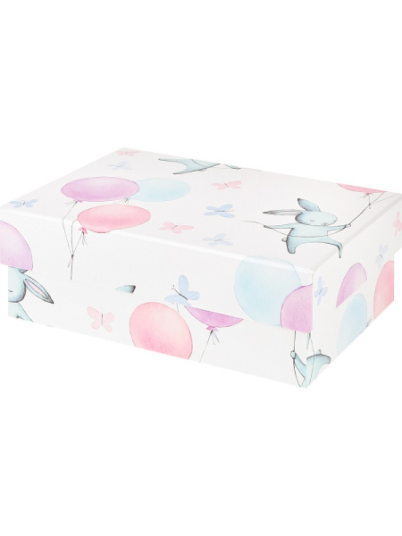 Коробка подарочная 17*11*6см Зайка на воздушном шаре