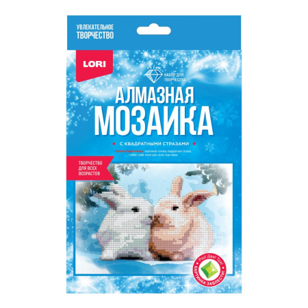 Алмазная мозаика частичная 15*20см Кролики