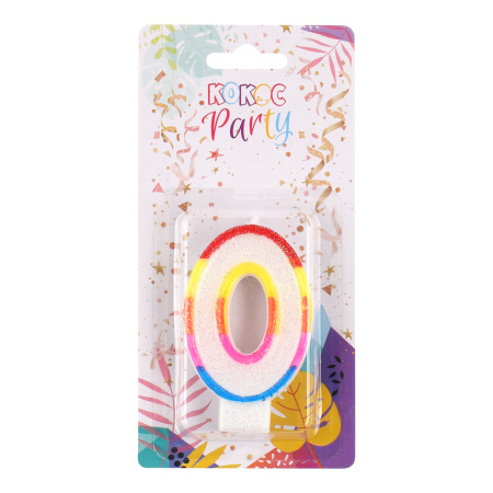 Свеча д/торта цифра Радужная "0"  7см