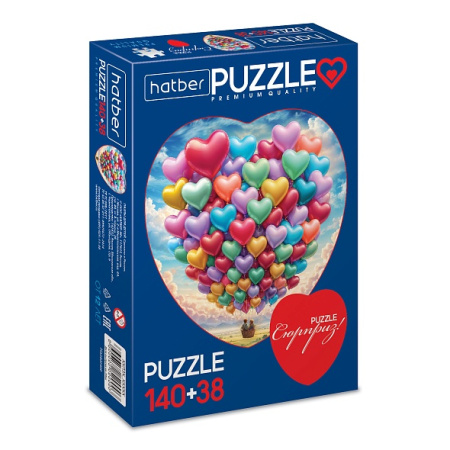 Пазлы "2в1" Два сердца-На воздушном шаре  140 и 38 эл