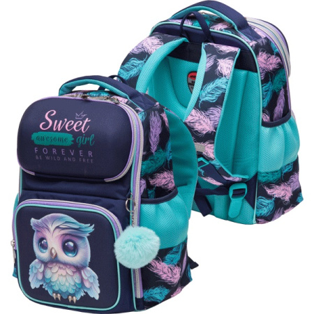 Рюкзак 37*28*14см Smart. Happy Owl, эргоном. спинка, 1отд, 4карма