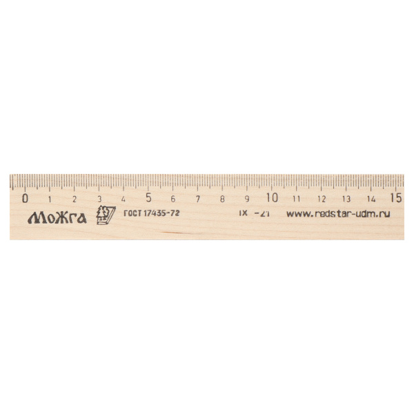 Линейка деревянная  15см