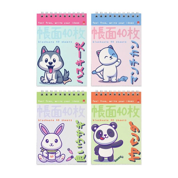Блокнот/гребень  А6  40л Kawaii Animals, 4 вида