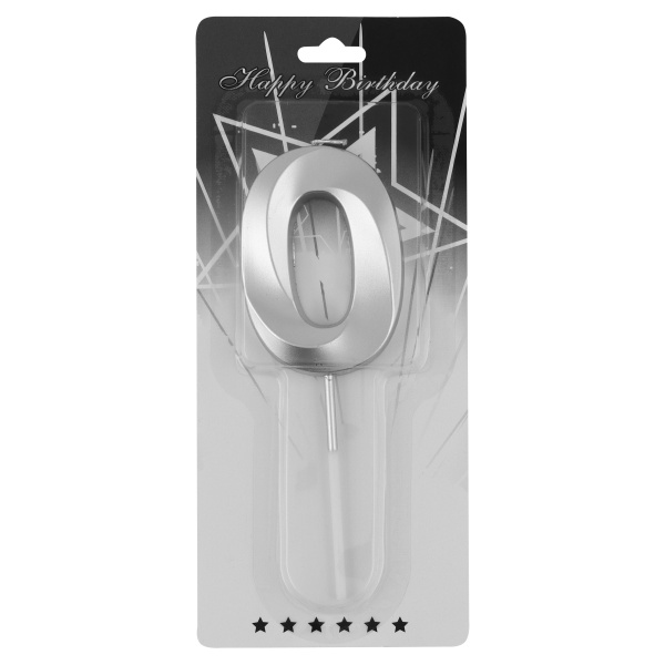 Свеча д/торта цифра Серебро "0"  7см